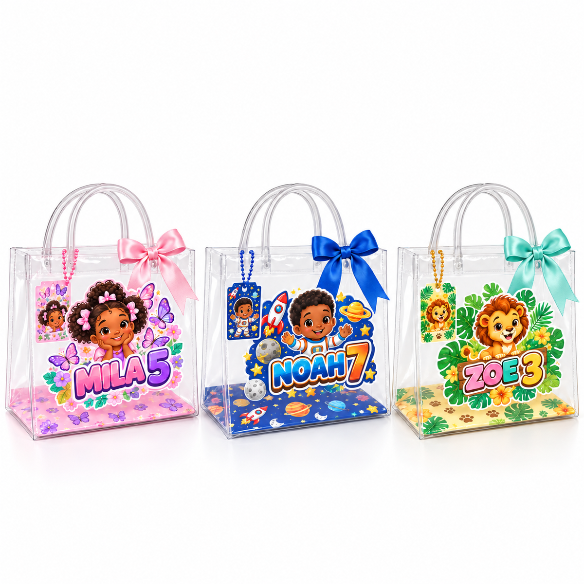 Personalized Clear Plastic Gift Bags.